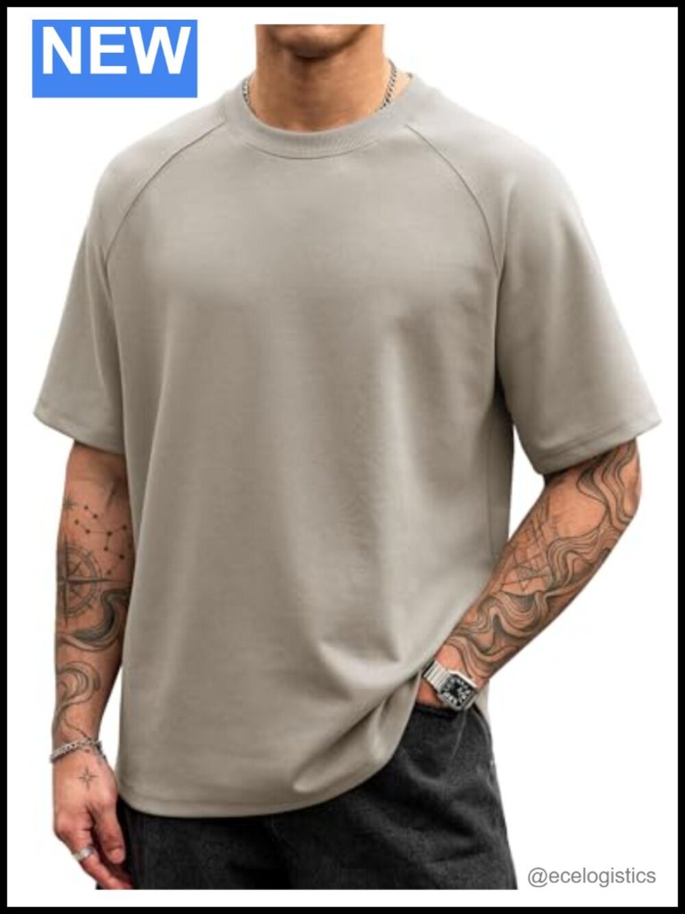 Oversized Heavyweight Cotton Blend T-Shirt with Raglan Sleeves